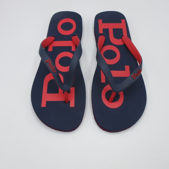 Polo Ralph Lauren Other - Polo Ralph Lauren Men  Size 11 D Bolt Logo Flip Flop Sandals Navy Blue Red New
